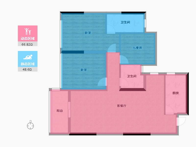 浙江省-杭州市-万达同心湾-103.88-户型库-动静分区