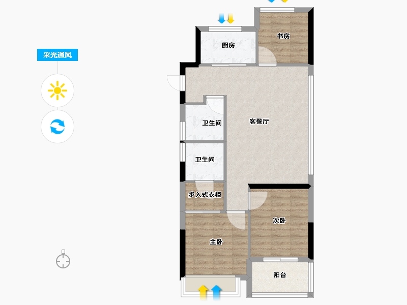 浙江省-杭州市-顺源府-76.20-户型库-采光通风