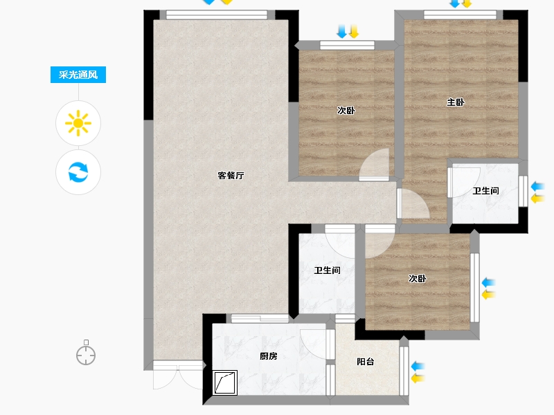 四川省-南充市-紫荆华府-92.00-户型库-采光通风