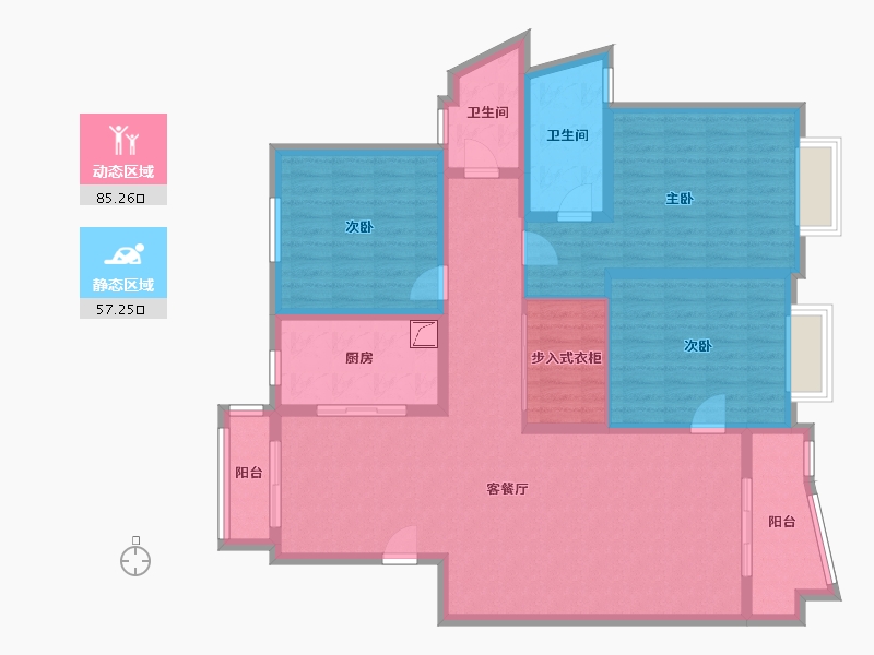 安徽省-合肥市-缤纷南国绮霞居-125.30-户型库-动静分区