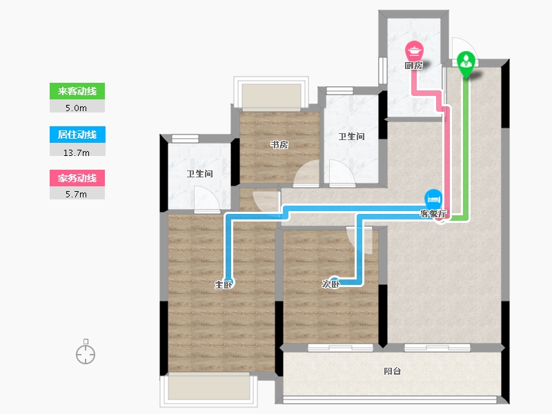 浙江省-杭州市-大家坤和美筑-87.20-户型库-动静线