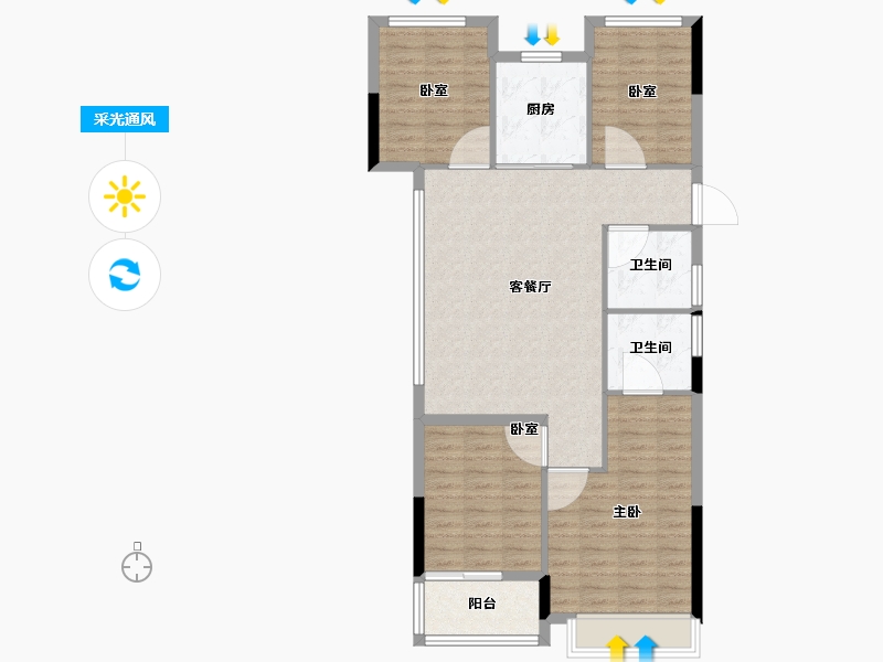 浙江省-杭州市-瑞源邸-96.81-户型库-采光通风