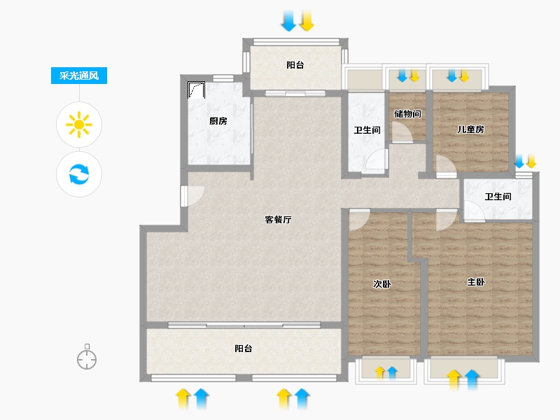 广东省-汕尾市-华耀城-142.00-户型库-采光通风