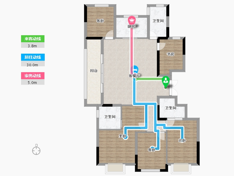 浙江省-杭州市-滨江望品-125.90-户型库-动静线