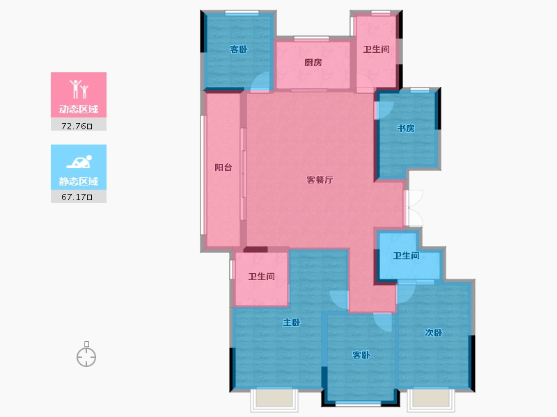 浙江省-杭州市-滨江望品-125.90-户型库-动静分区