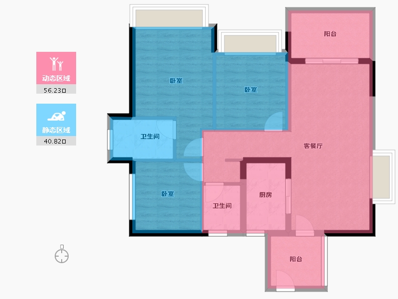 广东省-佛山市-保利和悦滨江-86.77-户型库-动静分区