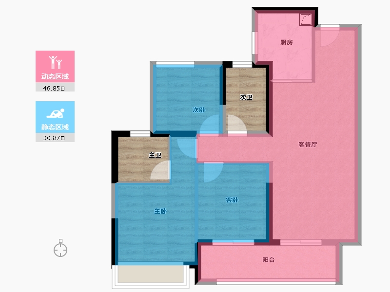 广东省-佛山市-保利华侨城云禧-77.60-户型库-动静分区