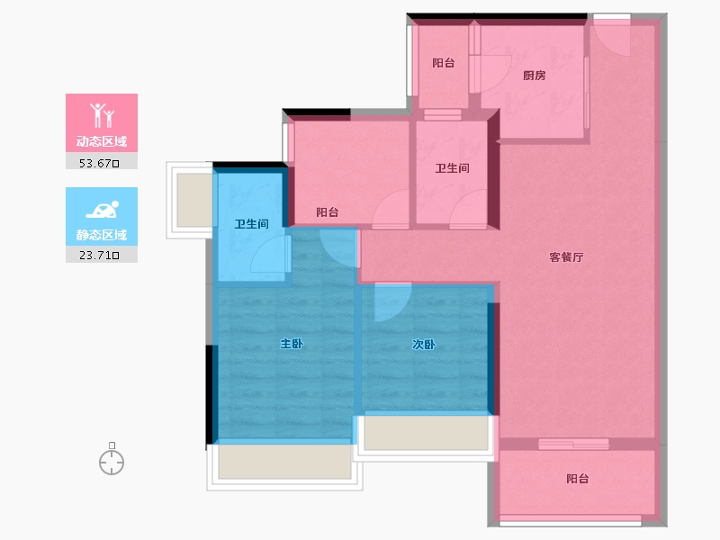 广东省-佛山市-华以泰花海湾-68.50-户型库-动静分区