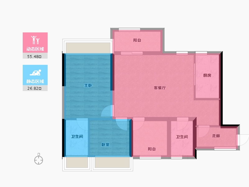 广东省-佛山市-碧桂园凤凰湾-72.98-户型库-动静分区