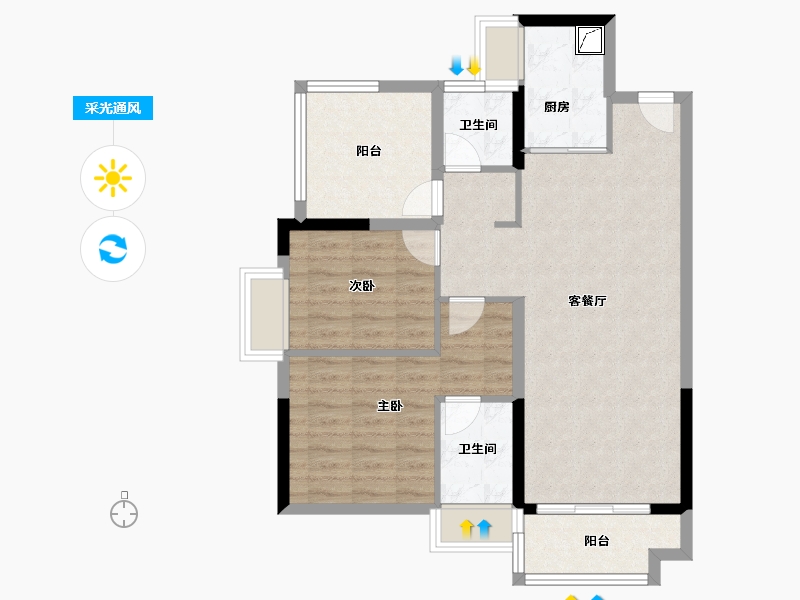 广东省-佛山市-首创禧瑞园著-80.35-户型库-采光通风