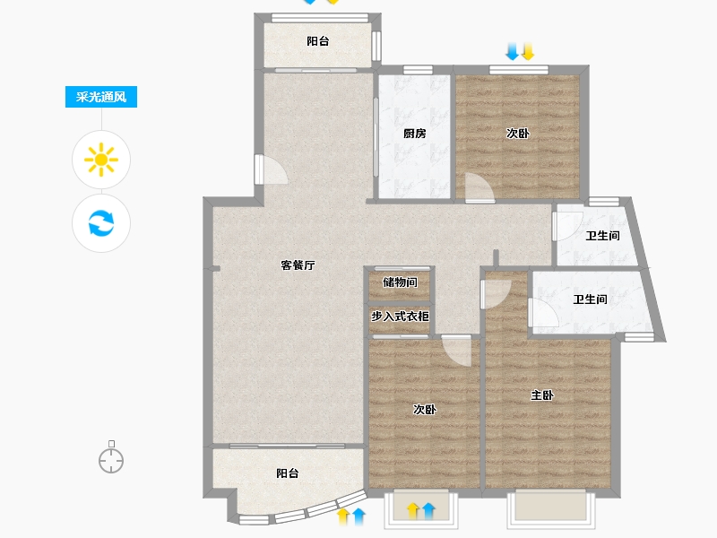 安徽省-合肥市-缤纷南国绮霞居-133.20-户型库-采光通风