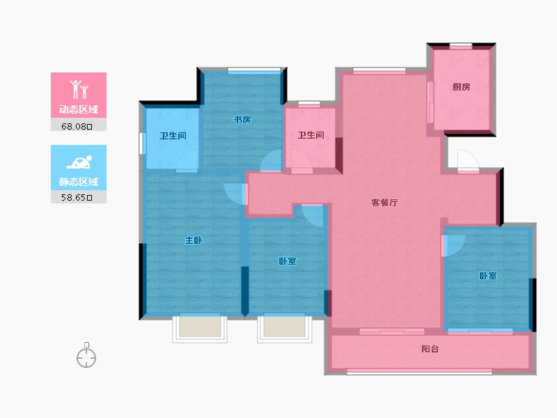 浙江省-杭州市-禹洲宋都望林府-114.07-户型库-动静分区