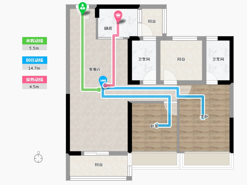 广东省-佛山市-碧桂园凤凰湾-74.09-户型库-动静线