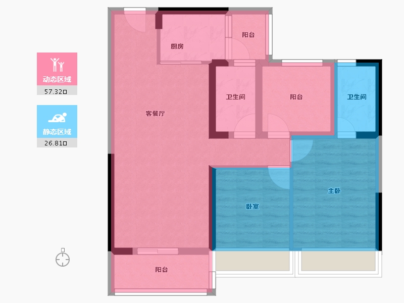 广东省-佛山市-碧桂园凤凰湾-74.09-户型库-动静分区