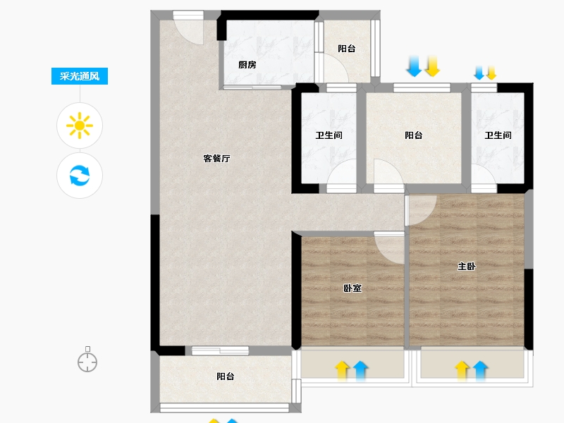 广东省-佛山市-碧桂园凤凰湾-74.09-户型库-采光通风