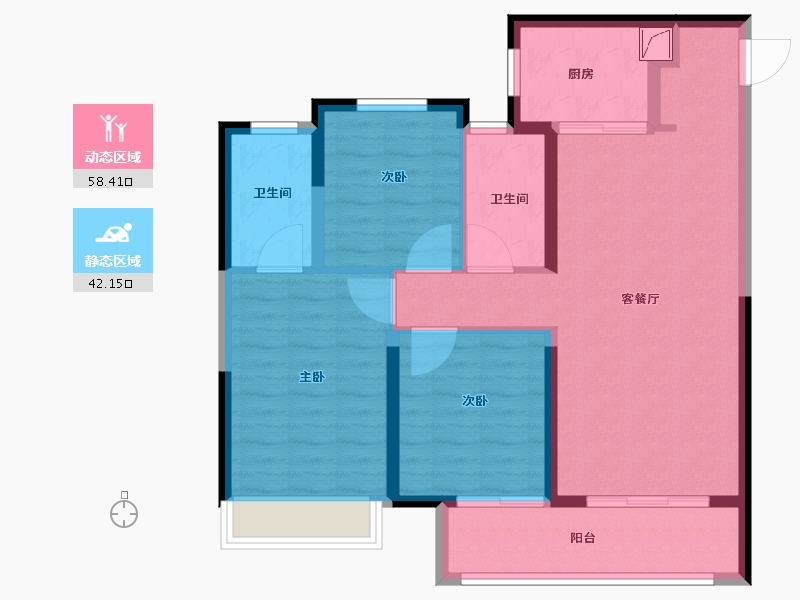 河南省-郑州市-金辉滨河云著-90.00-户型库-动静分区