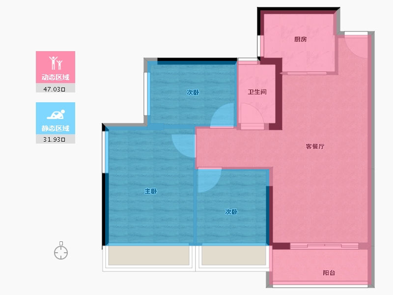 广东省-珠海市-佳兆业·水岸华都·悦港湾-71.05-户型库-动静分区