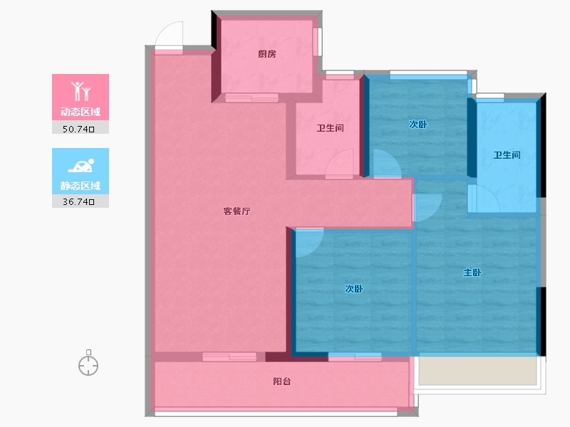 浙江省-杭州市-中旅归锦府-77.60-户型库-动静分区