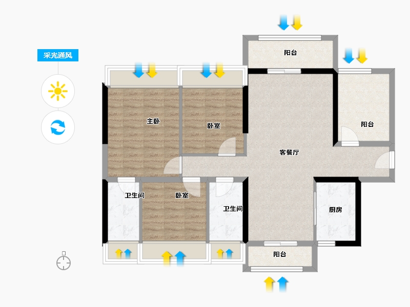 广东省-佛山市-碧桂园凤凰湾-100.80-户型库-采光通风