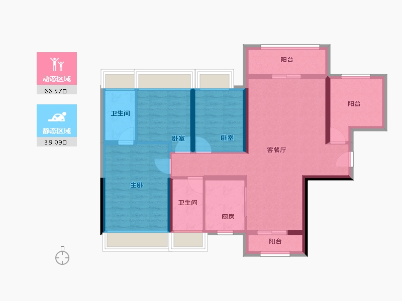 广东省-佛山市-碧桂园凤凰湾-92.90-户型库-动静分区