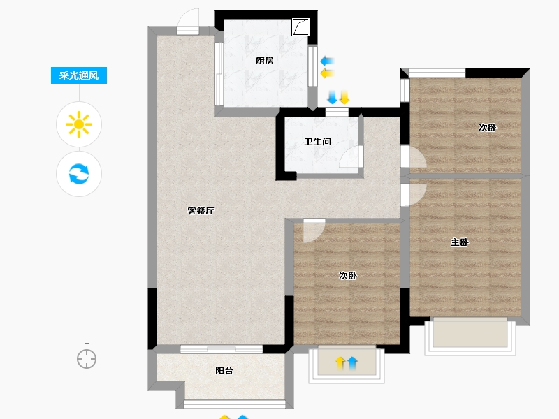 安徽省-合肥市-学林春晓-76.00-户型库-采光通风