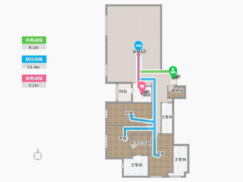 重庆-重庆市-重庆来福士住宅-214.56-户型库-动静线