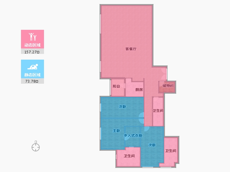 重庆-重庆市-重庆来福士住宅-214.56-户型库-动静分区