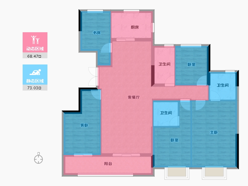 浙江省-杭州市-滨江望品-127.84-户型库-动静分区