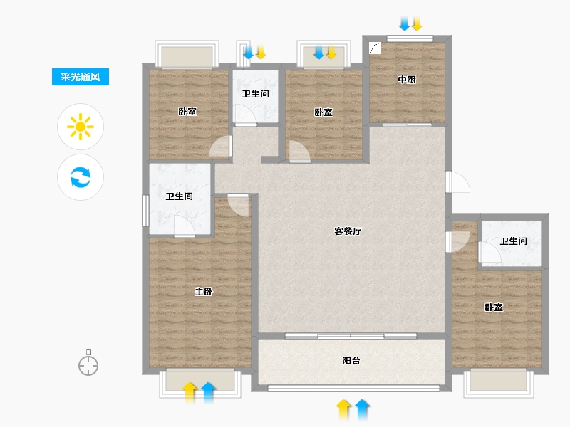 江苏省-南京市-金陵华夏中心-138.40-户型库-采光通风