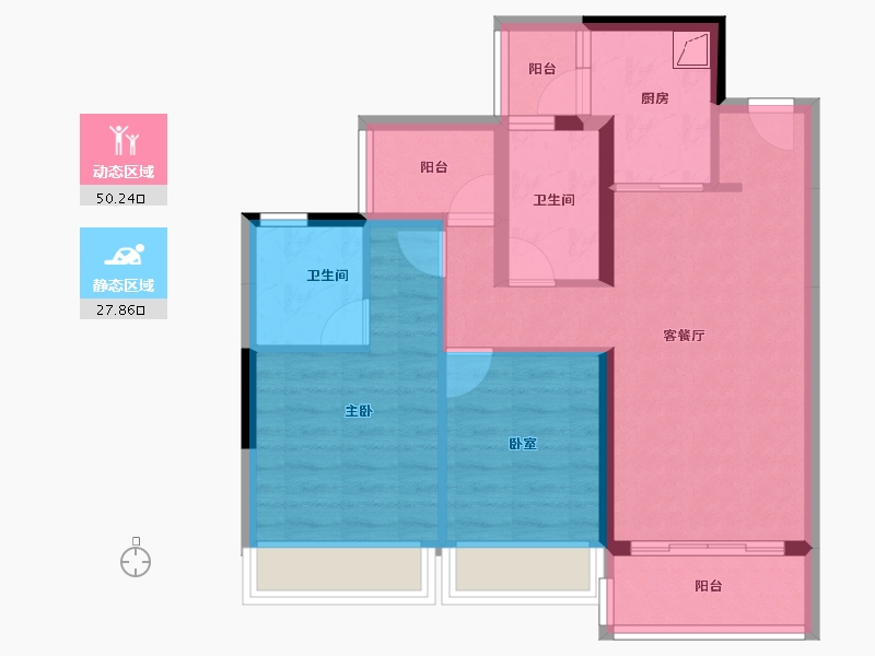 广东省-佛山市-华远·海蓝城-68.56-户型库-动静分区