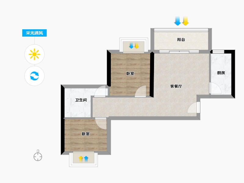 广东省-珠海市-佳兆业·水岸华都·悦港湾-50.07-户型库-采光通风