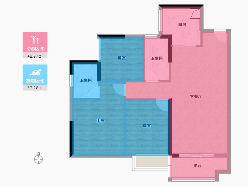 广东省-佛山市-首创·禧悦台-76.15-户型库-动静分区