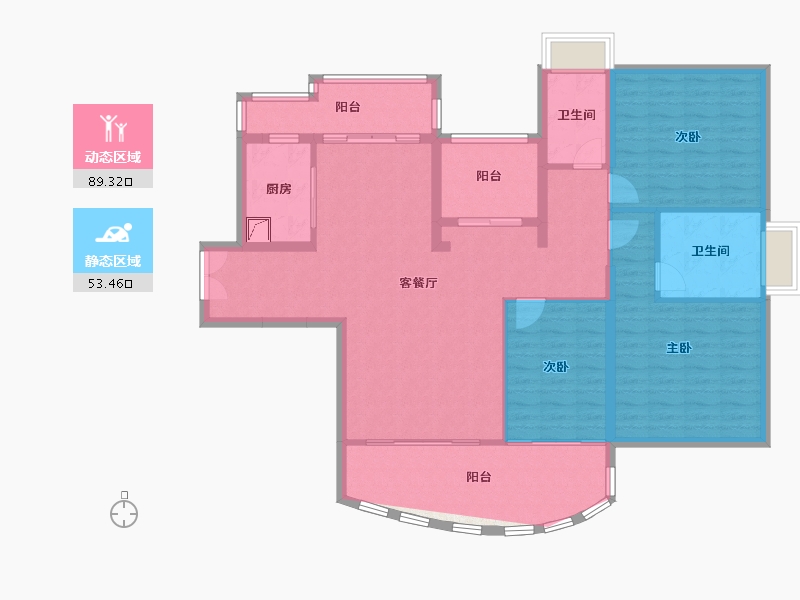 广东省-珠海市-华发绿洋湾-130.70-户型库-动静分区