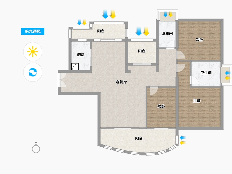 广东省-珠海市-华发绿洋湾-130.70-户型库-采光通风