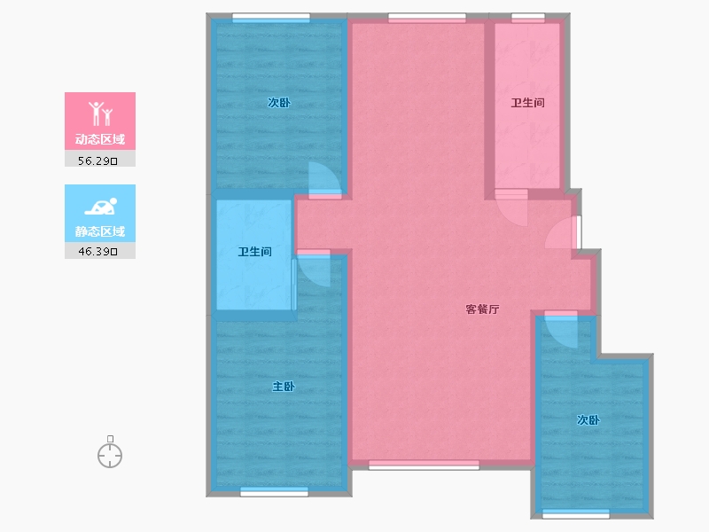 内蒙古自治区-赤峰市-万达佳苑-125.28-户型库-动静分区