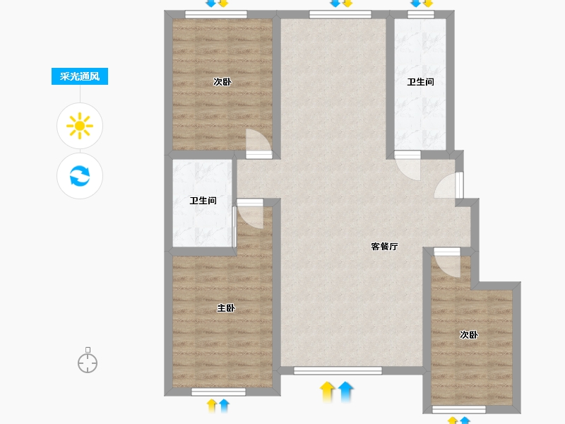 内蒙古自治区-赤峰市-万达佳苑-125.28-户型库-采光通风