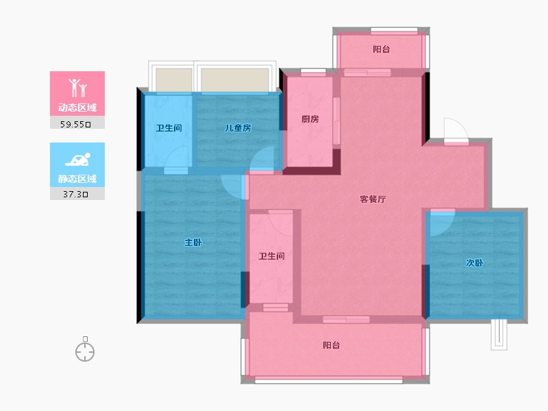 广东省-佛山市-荣盛文博府-85.32-户型库-动静分区