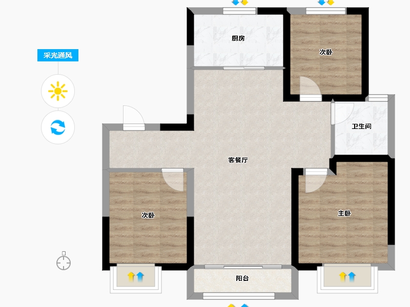 天津-天津市-天保·九如品筑-76.29-户型库-采光通风