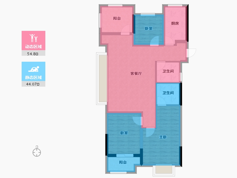 浙江省-杭州市-润枫东润紫园-87.81-户型库-动静分区