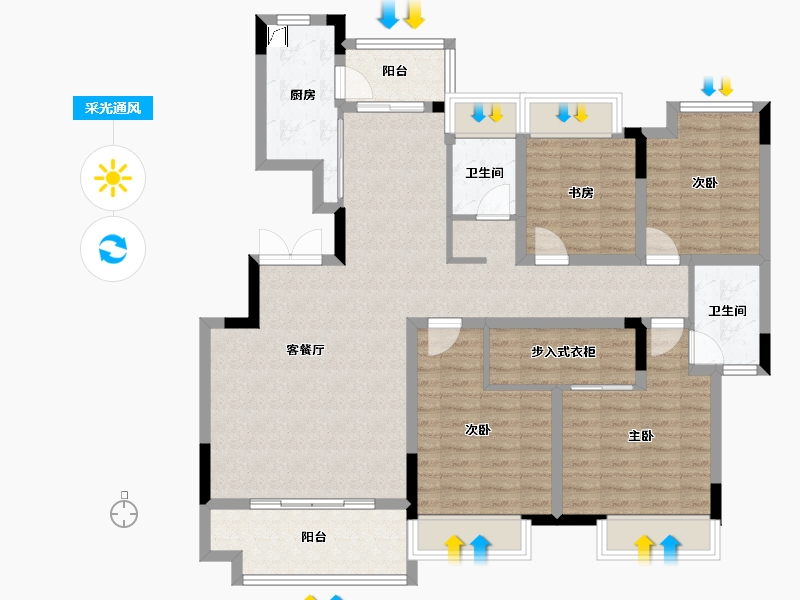 广西壮族自治区-桂林市-漓江壹号-127.00-户型库-采光通风