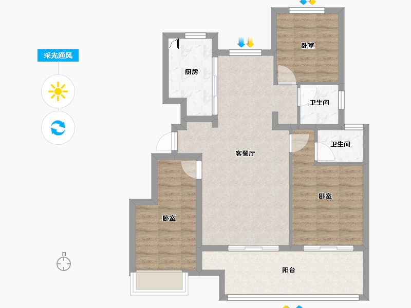 江苏省-南京市-宋都柏悦府-85.60-户型库-采光通风