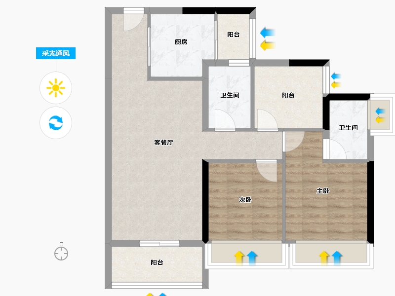 广东省-佛山市-华以泰花海湾-74.59-户型库-采光通风