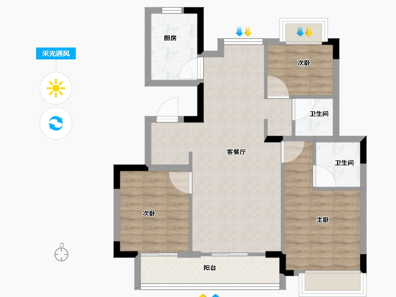 福建省-福州市-阳光城象屿登云湖-75.88-户型库-采光通风