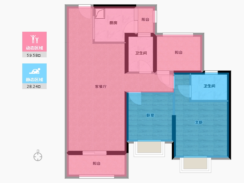 广东省-惠州市-龙光城北-4期-80.00-户型库-动静分区