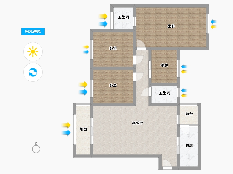 贵州省-黔东南苗族侗族自治州-京州繁华里-105.00-户型库-采光通风