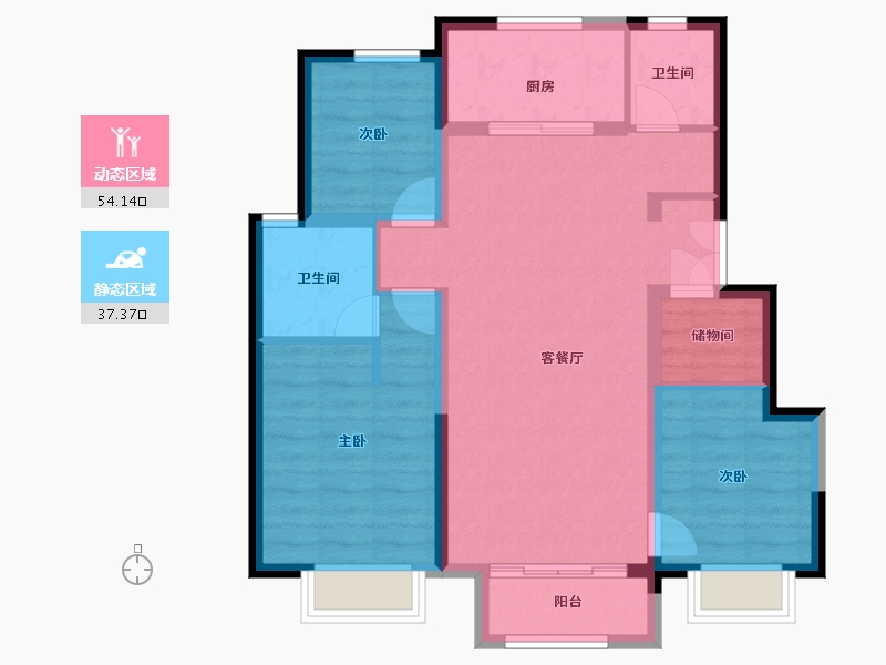 天津-天津市-振业御湖-81.62-户型库-动静分区