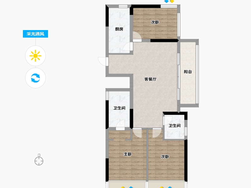 浙江省-杭州市-中旅归锦府-80.00-户型库-采光通风