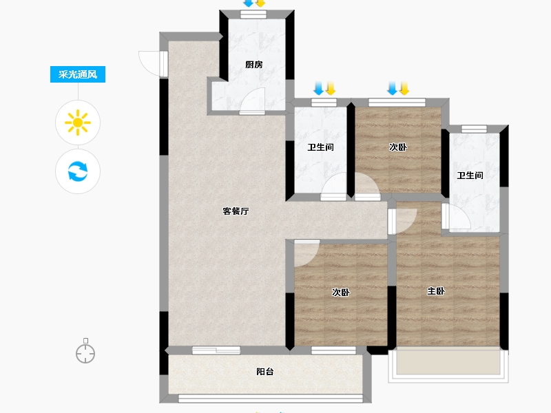 浙江省-杭州市-中旅归锦府-79.20-户型库-采光通风