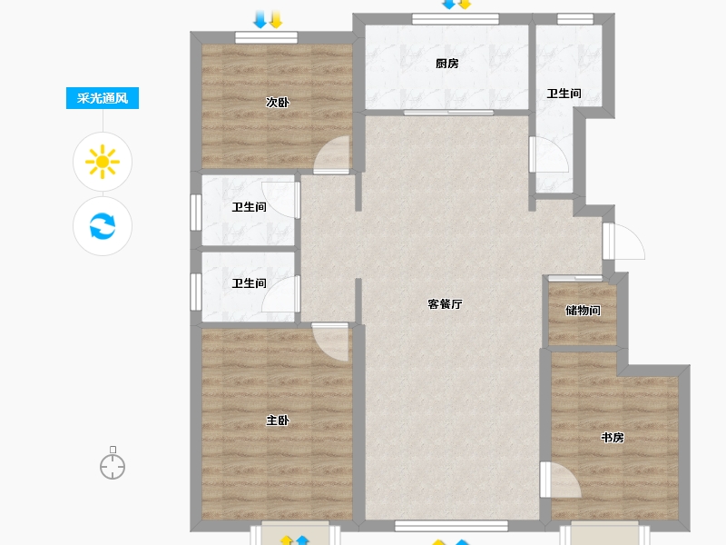 天津-天津市-万科·麒麟小镇-92.00-户型库-采光通风