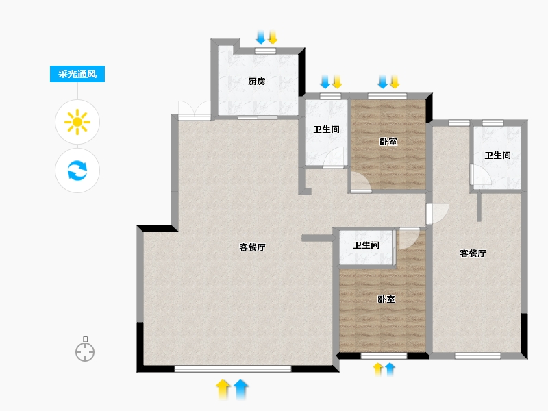 吉林省-长春市-保利香槟-128.07-户型库-采光通风